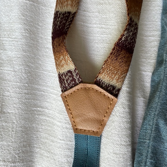 Zara blue linen pants with suspenders - Picture 3 of 4